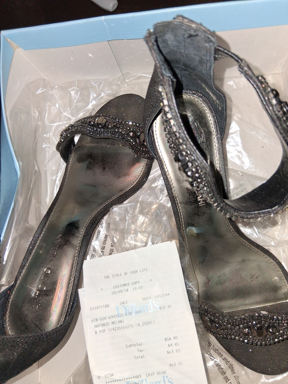 Antonio Melani Women's Black Beaded Dress Sandals